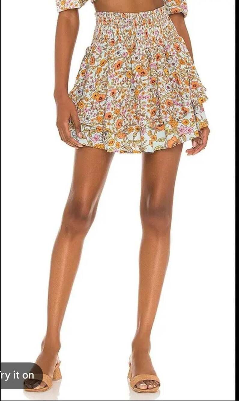Maaji Floral Ruffle Mini Skirt with Smocked Waist